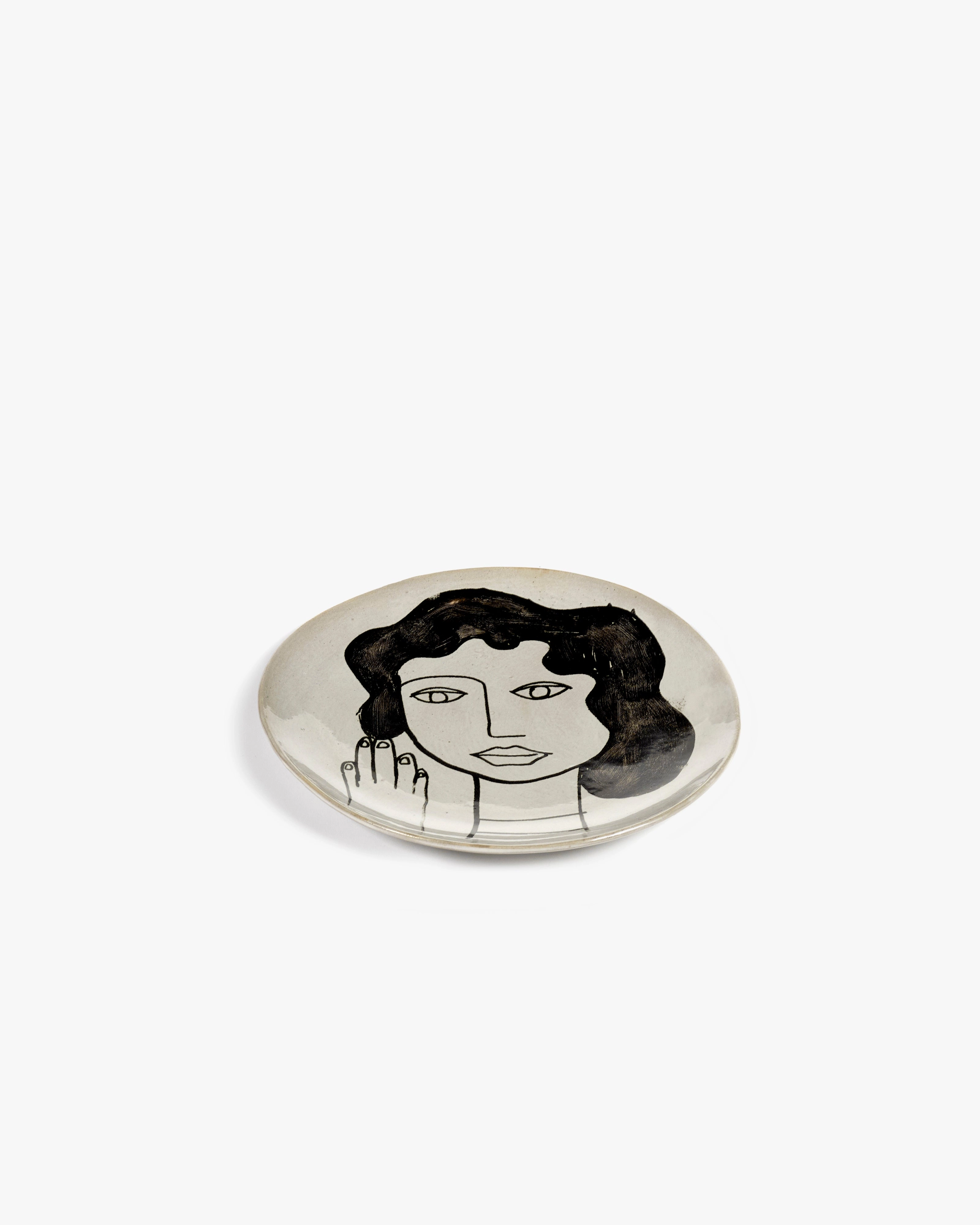 Breakfast plate L off-white - black La Mre