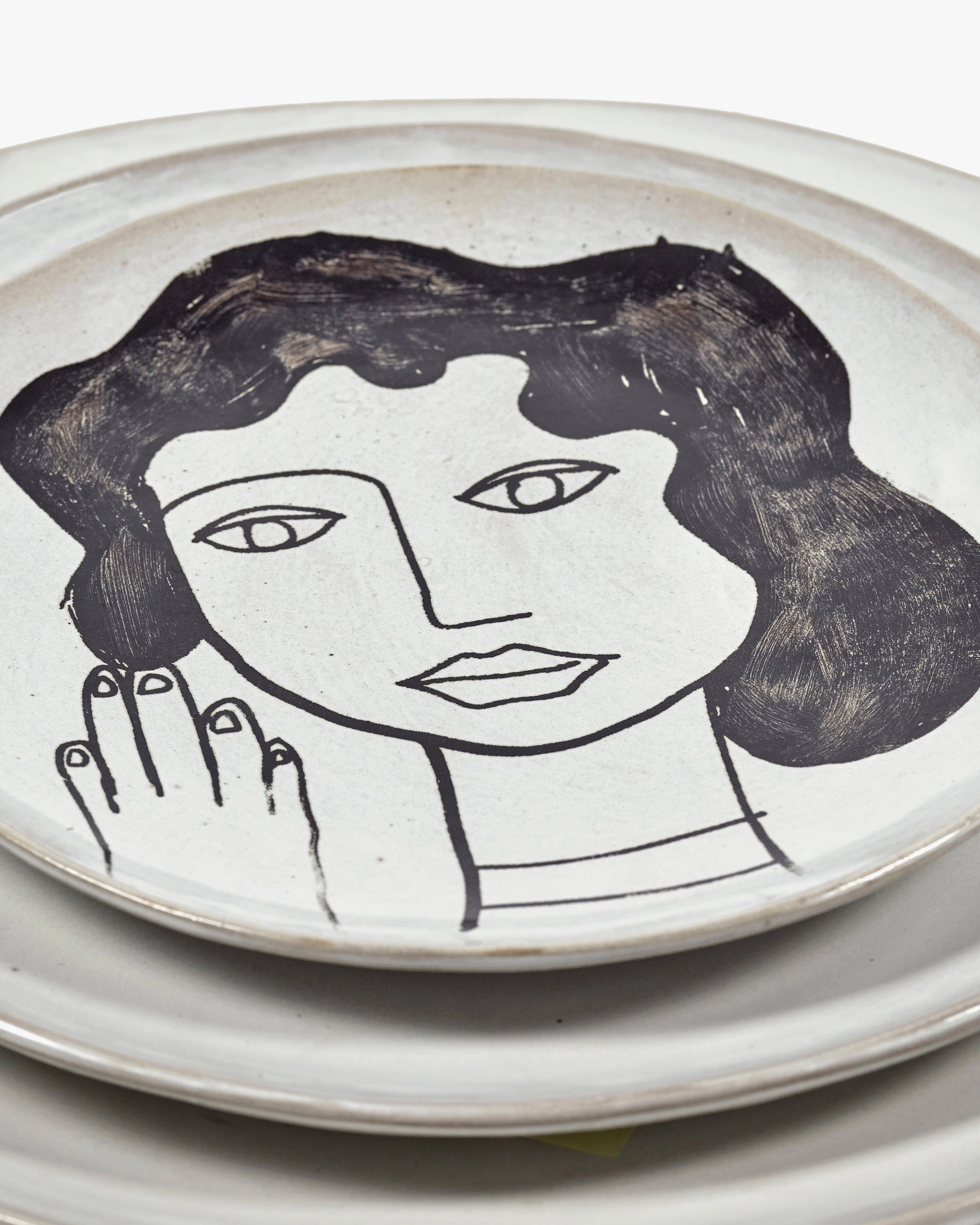 Breakfast plate L off-white - black La Mre