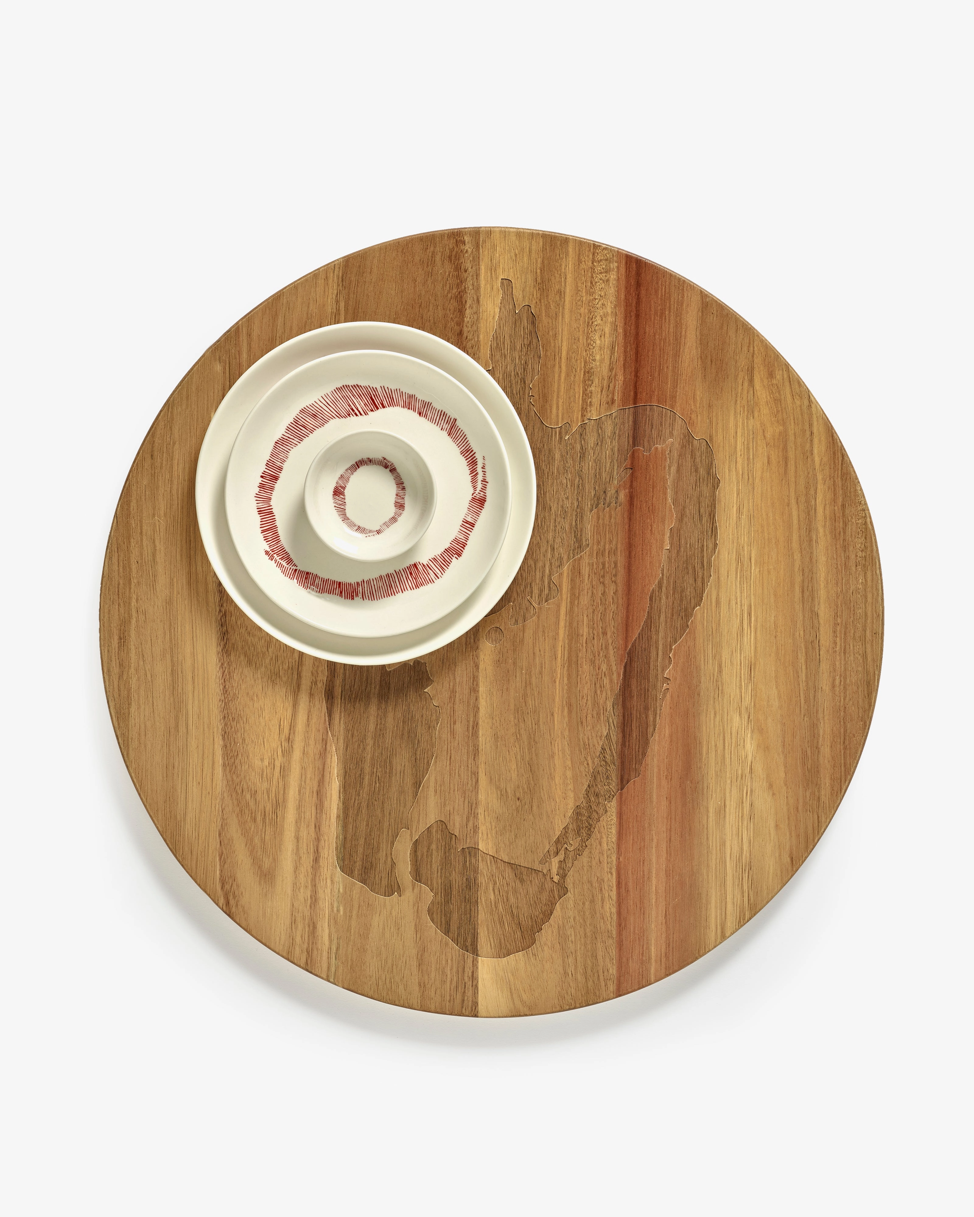 Breakfast plate white swirl - red stripes Feast