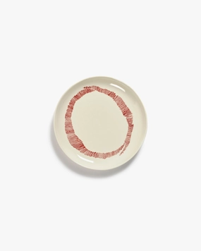 Breakfast plate white swirl - red stripes Feast Buy Dinnerware online shop