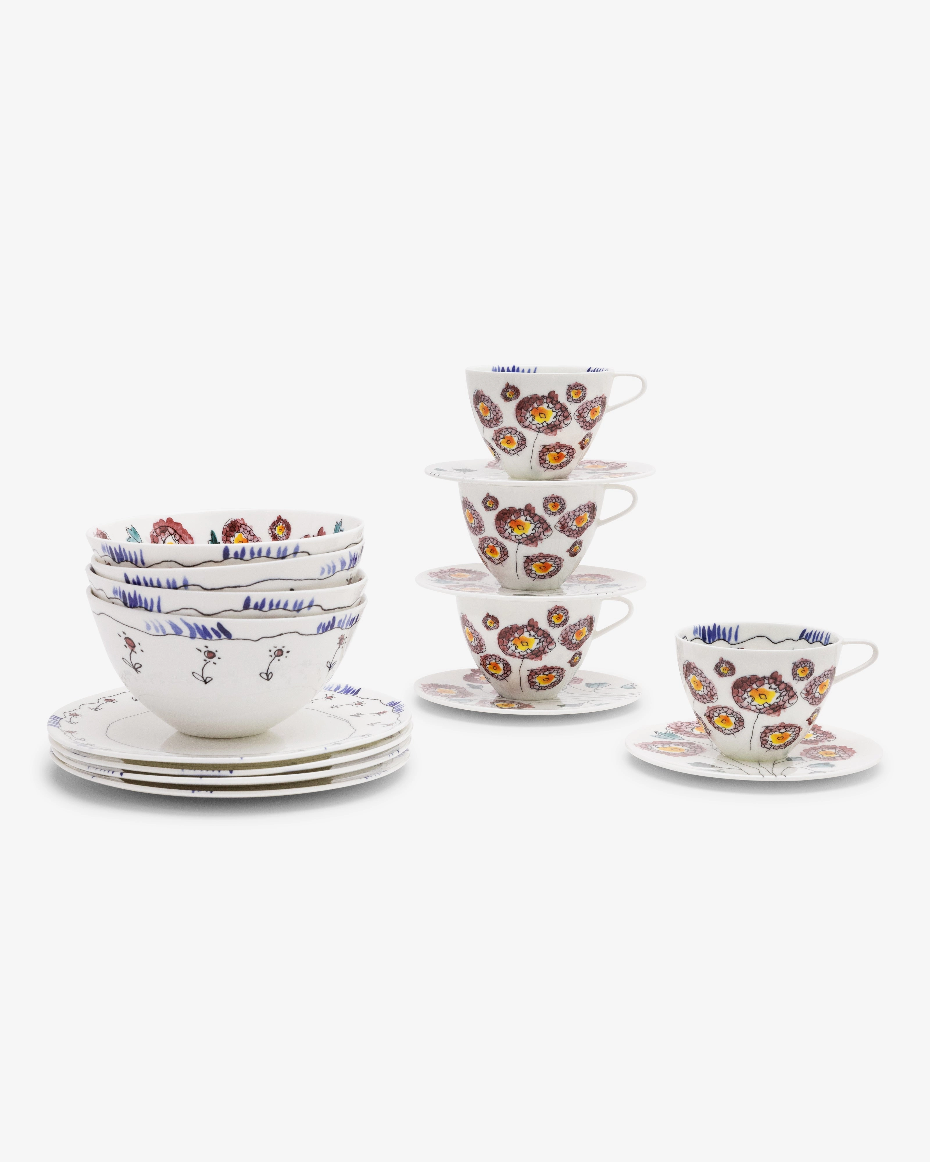 Breakfast Set 12 pieces anemone midnight flowers Buy Dinnerware online shop