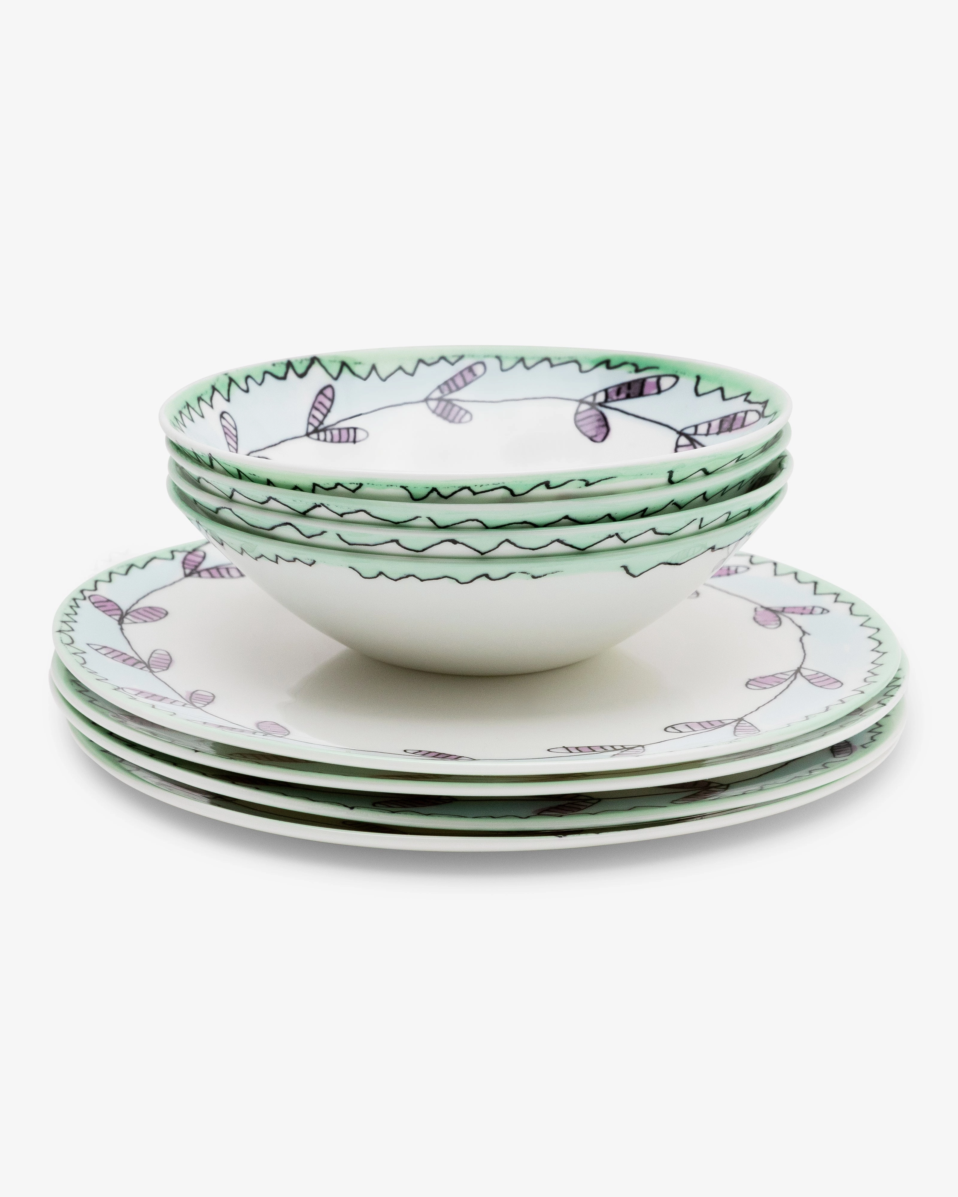 Breakfast set 12 pieces blossom milk midnight flowers