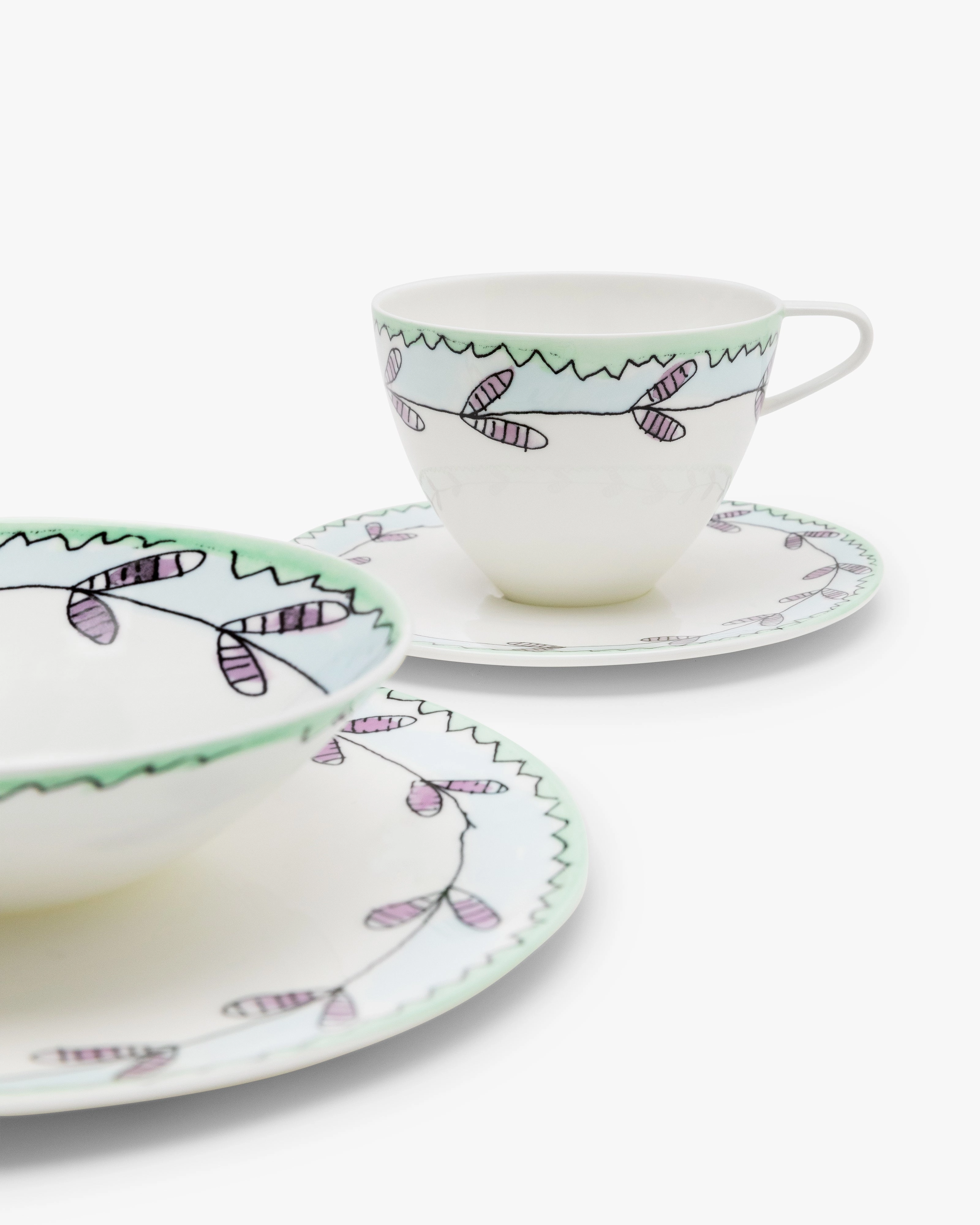 Breakfast set 12 pieces blossom milk midnight flowers