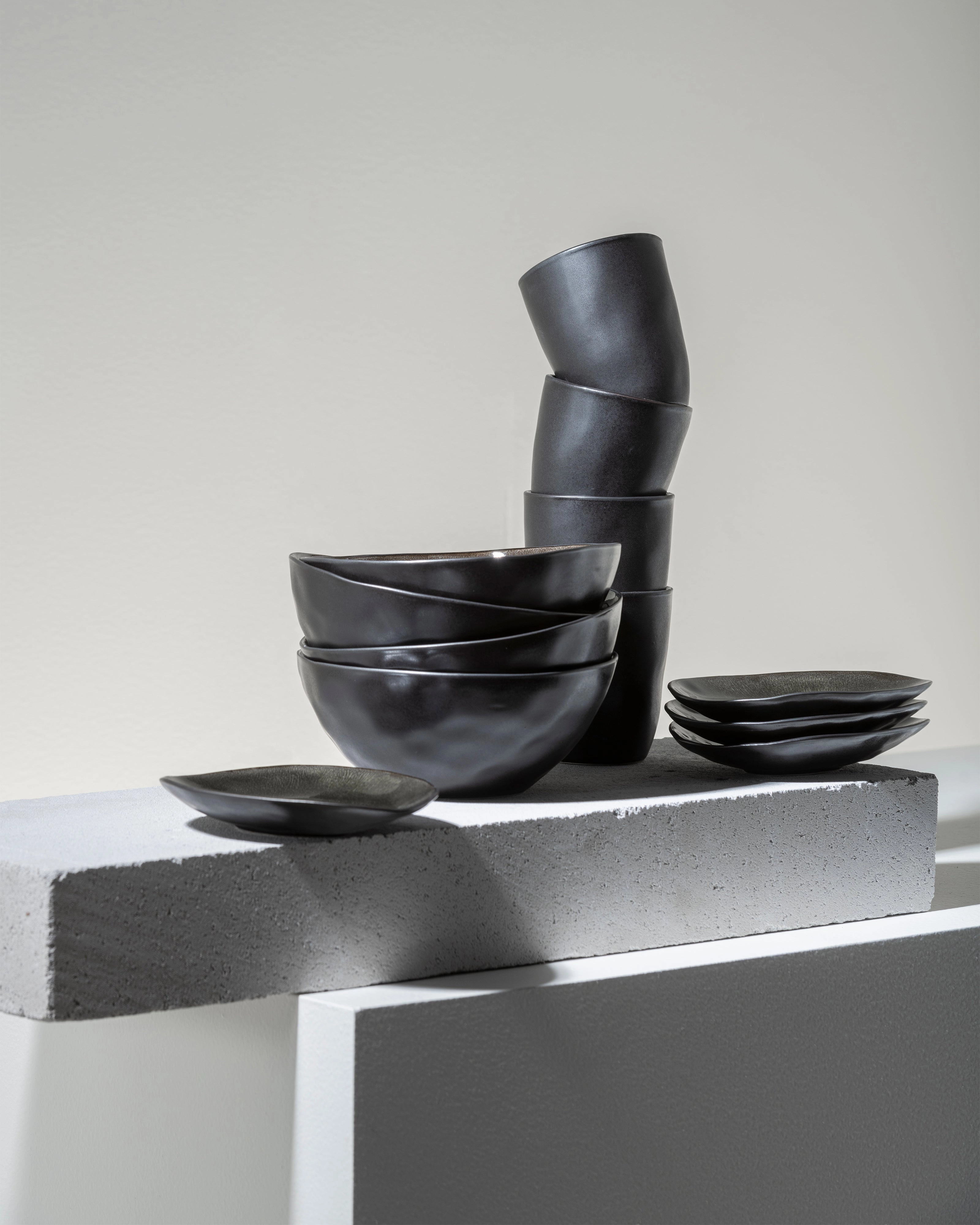 Breakfast Set 12 pieces dark gray Pure