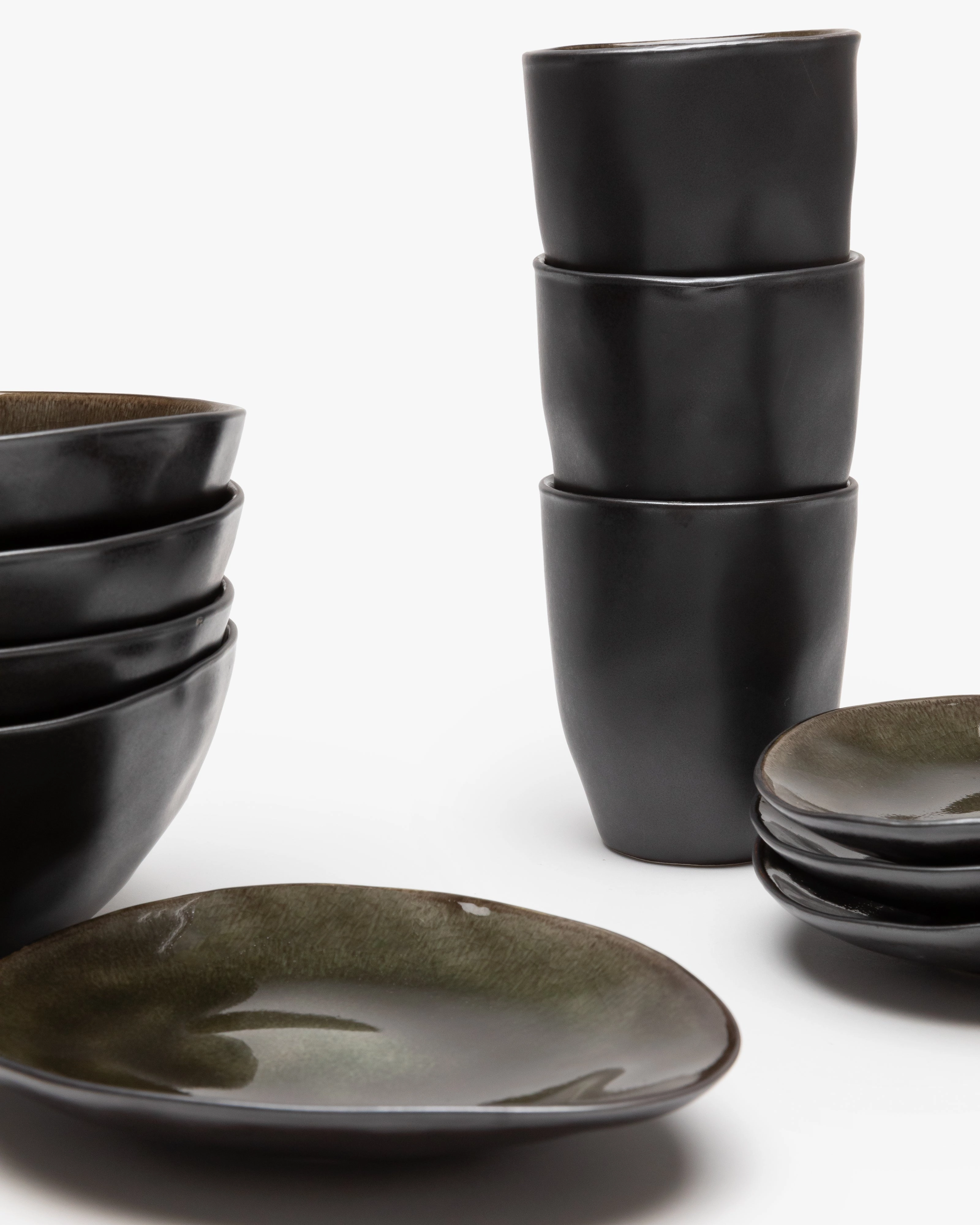 Breakfast Set 12 pieces dark gray Pure