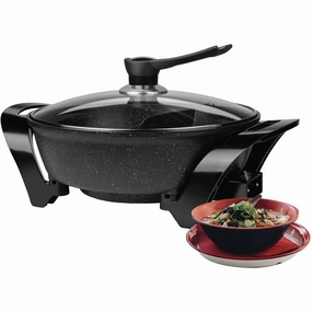 Brentwood SK-72BK Electric Non-Stick 6-Quart Shabu Pot with Divider, Black Cookware online kitchen sale
