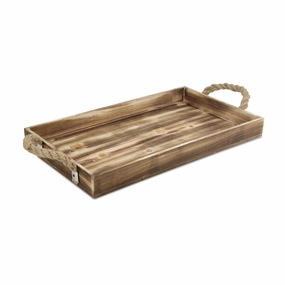 Brown Wooden Tray with Rope Handles Cooking Tools & Accessories outlet tools