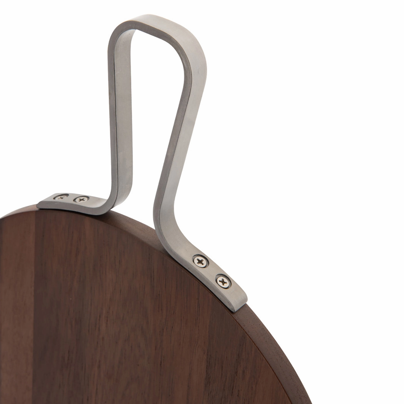 Browne Essentials Acacia Wood Round Serving Board w/Stainless Handle, 12"