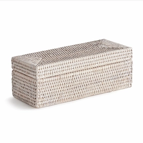 Burma Rattan 3-Compartment Lidded Box (Whitewash) Home Decor Office Organization Convenient shopping