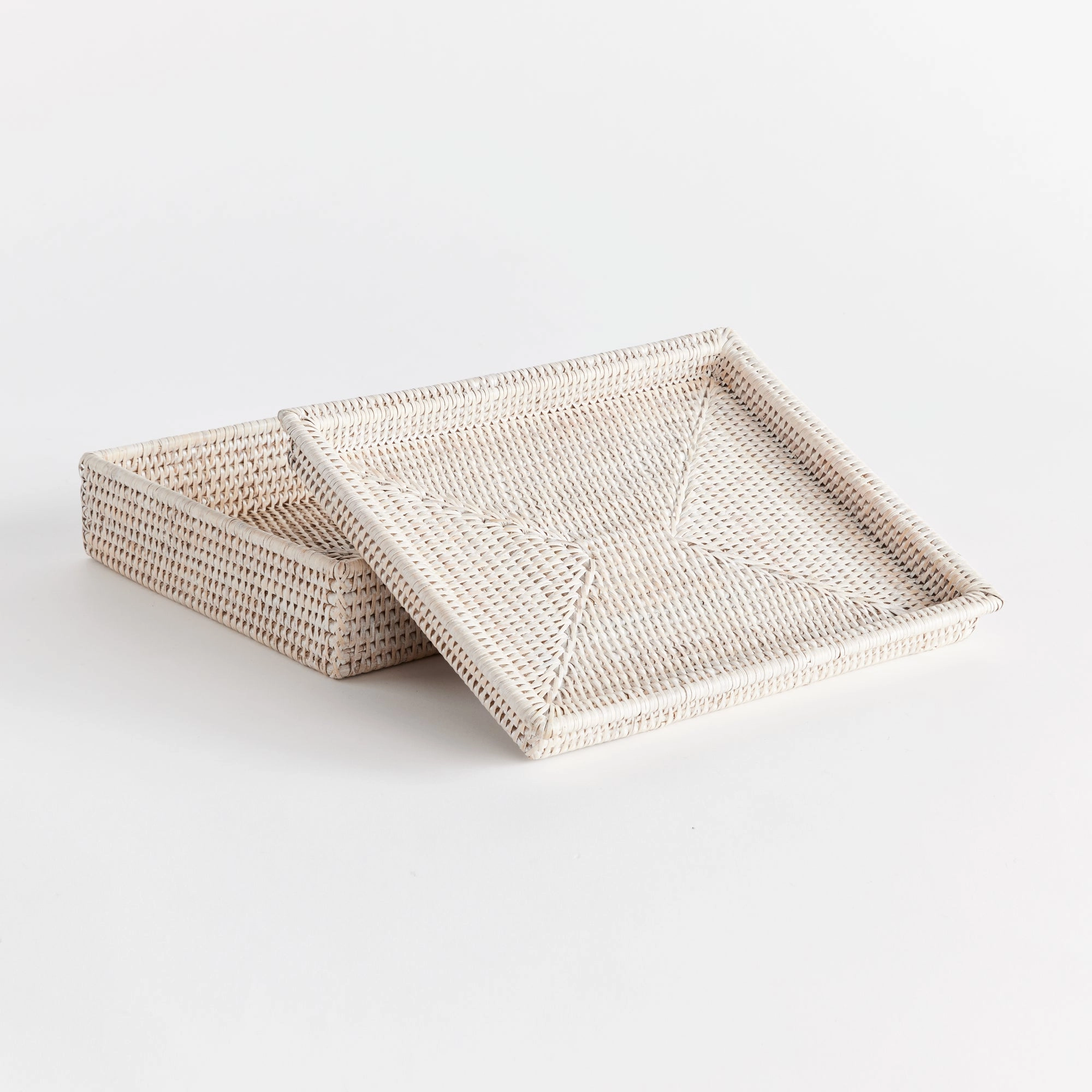 Burma Rattan Lidded Letter Box (Whitewash)