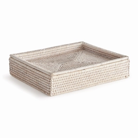 Burma Rattan Lidded Letter Box (Whitewash) Home Decor Office Organization Convenient shopping