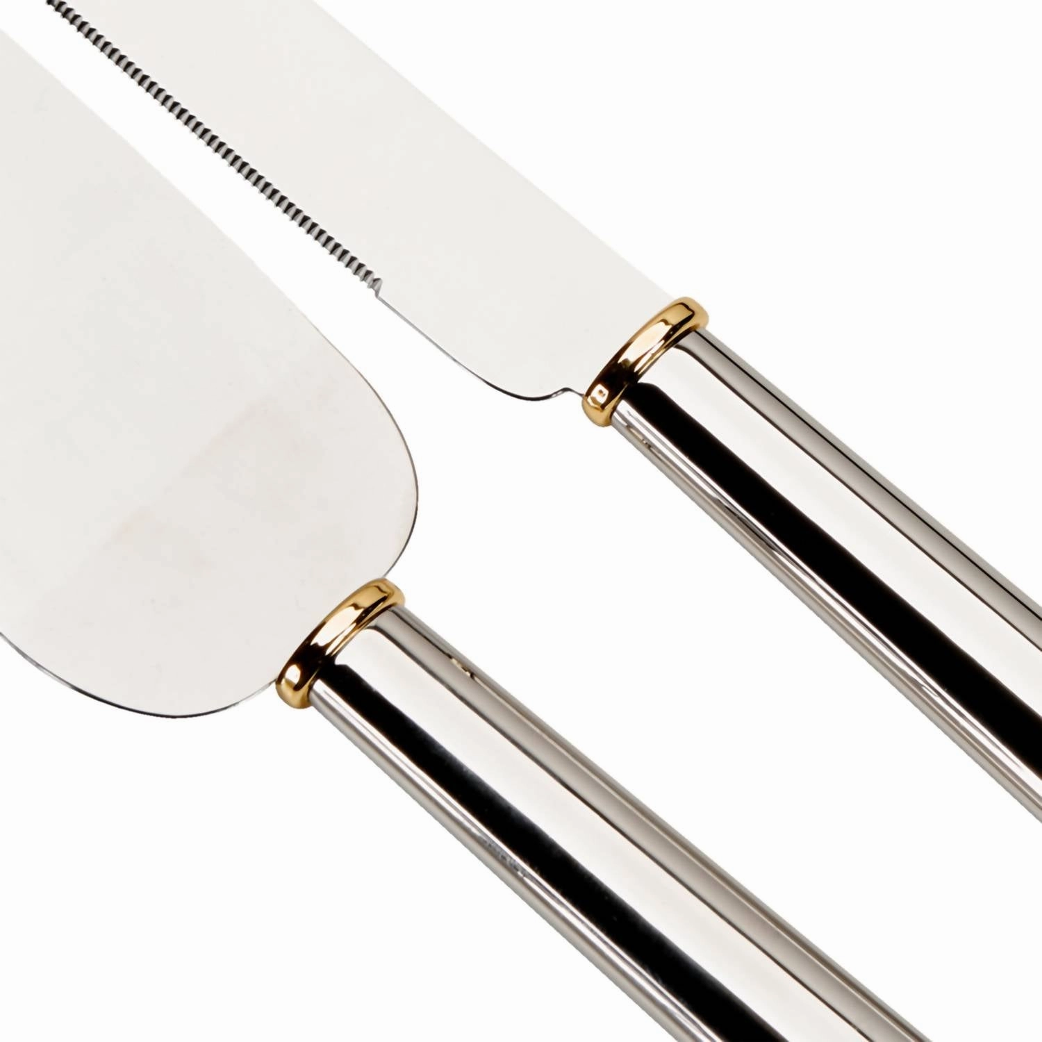 Cake Knife & Server Set In Gold Ring