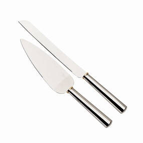 Cake Knife & Server Set In Gold Ring Cutlery knife sets deals