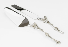 Cake Server and Knife Set with Gold Leaf Design, Dims 12"L Serveware deals online