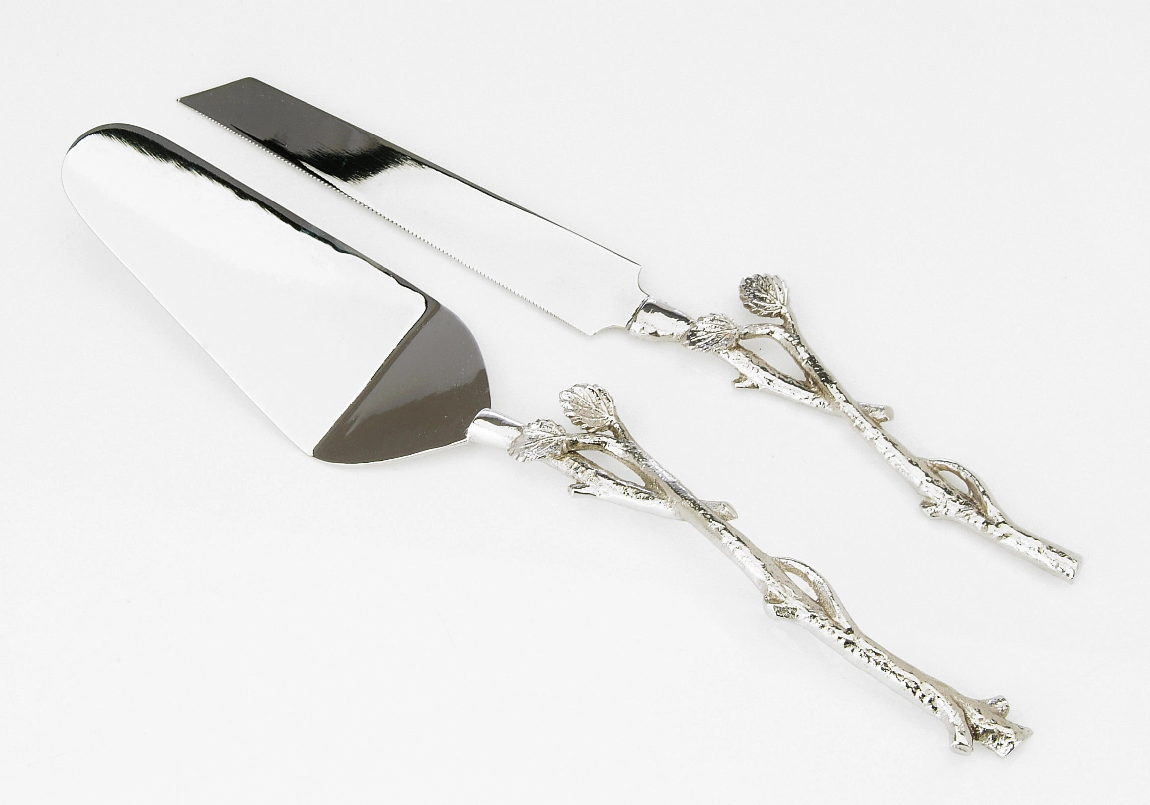 Cake Server and Knife Set with Gold Leaf Design, Dims 12"L Serveware deals online