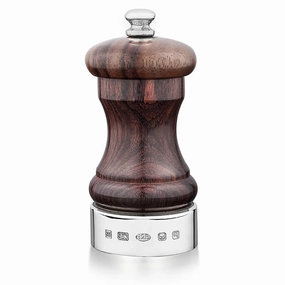 Capstan Engraved Salt & Pepper mills, 4", Silver & rosewood Serveware Good quality and affordable