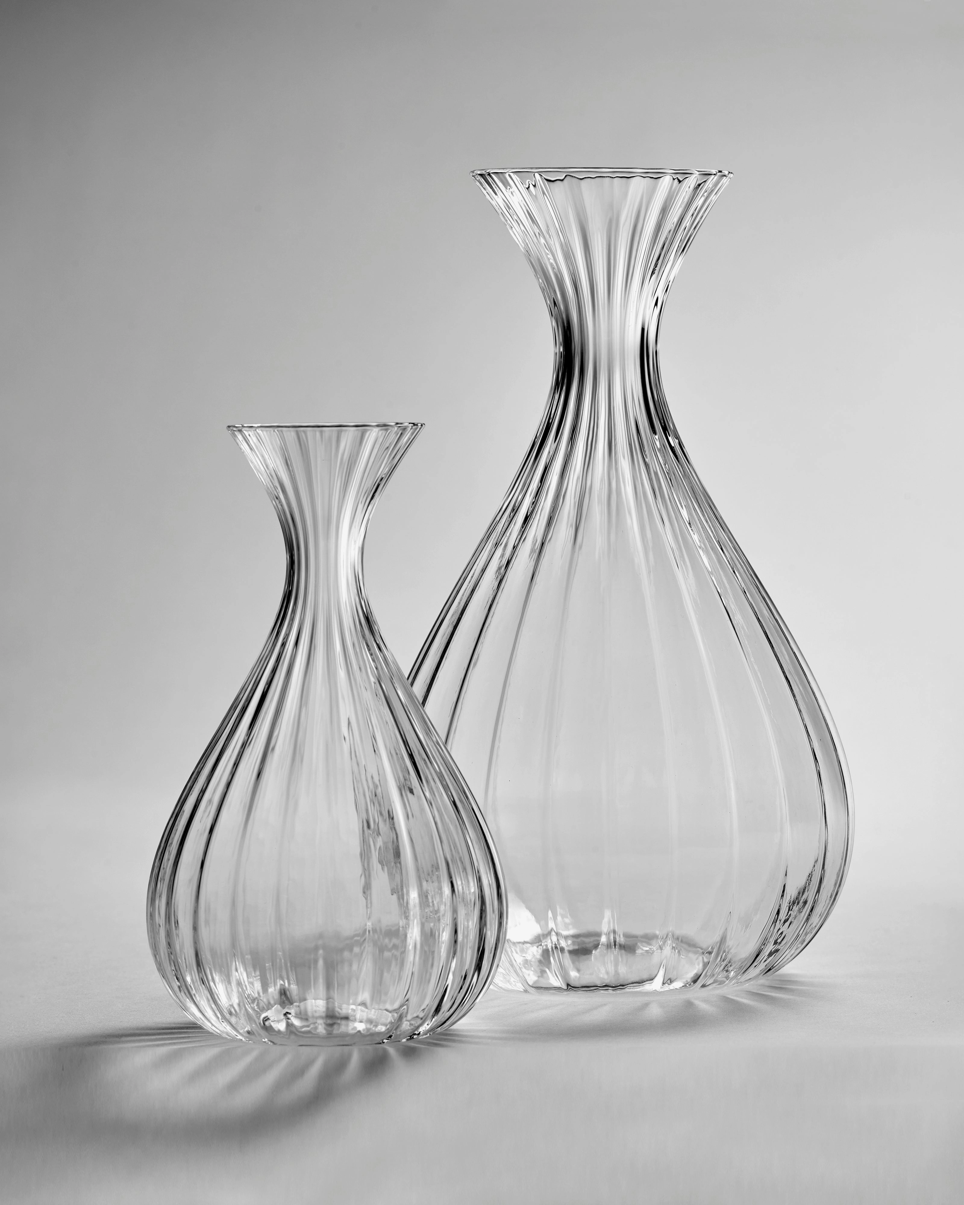 Carafe L transparent ribbed glass Inku Glassware Tableware discount