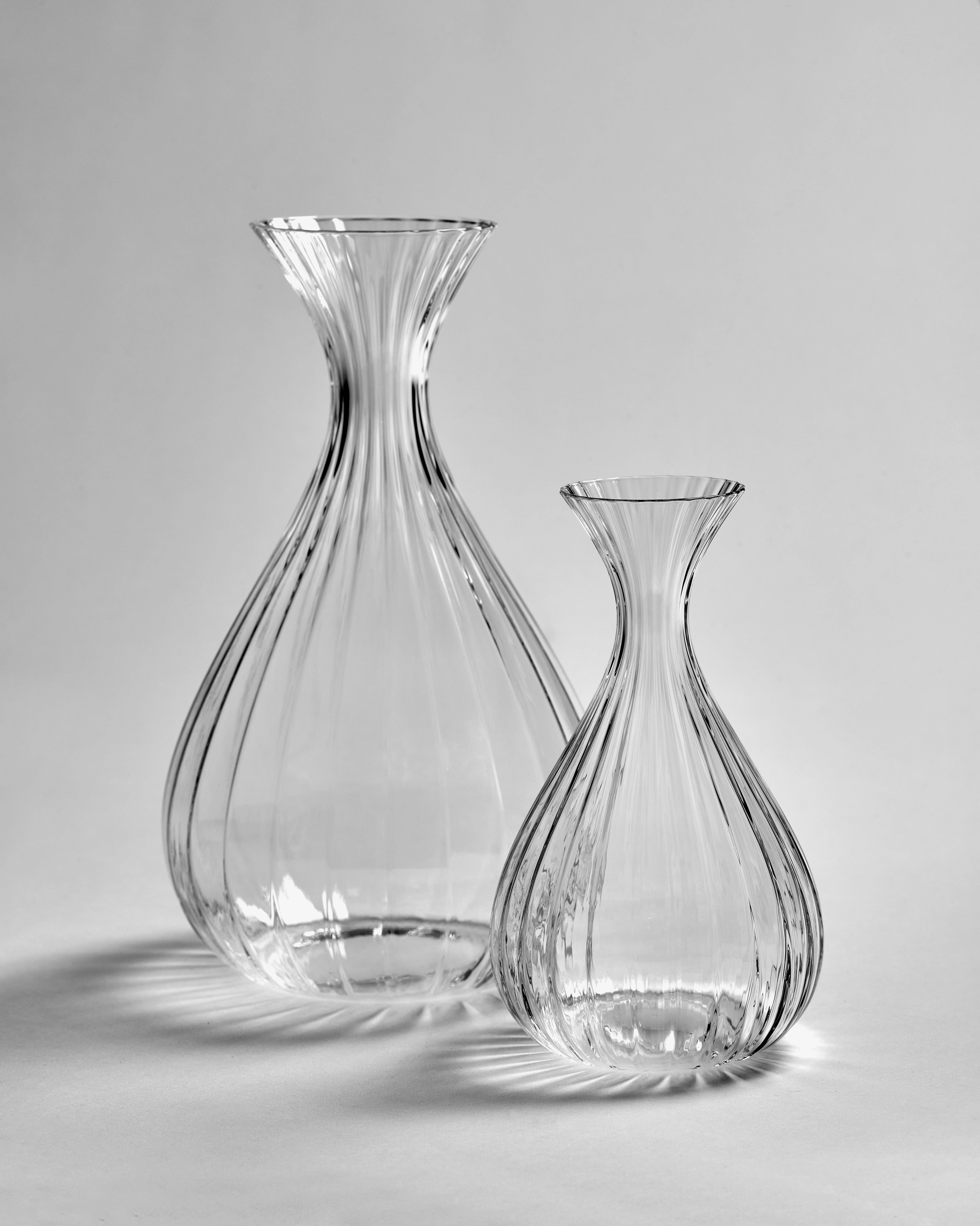Carafe M transparent ribbed 50cl Inku Glassware Tableware discount