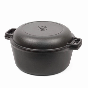 Cast Iron 5-Quart Pre-Seasoned Dutch Oven with 2-in-1 Skillet Lid 10.25-inch Cookware hot cookware outlet
