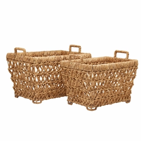 Catania Natural Water Hyacinth Nested Baskets Set of 2 Decorative Baskets clearance deals