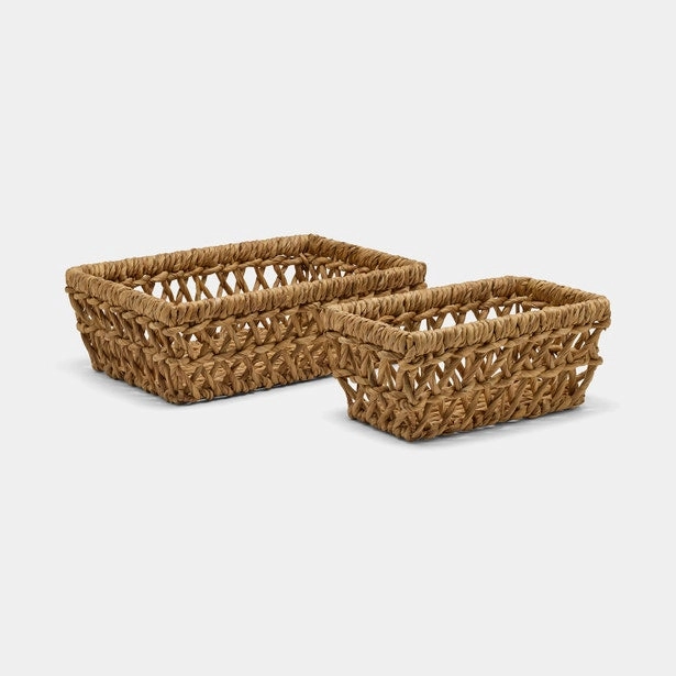 Catania Natural Water Hyacinth Storage Baskets Set of 2