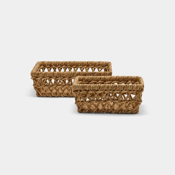 Catania Natural Water Hyacinth Storage Baskets Set of 2