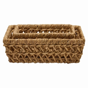 Catania Natural Water Hyacinth Storage Baskets Set of 2 Decorative Baskets clearance deals
