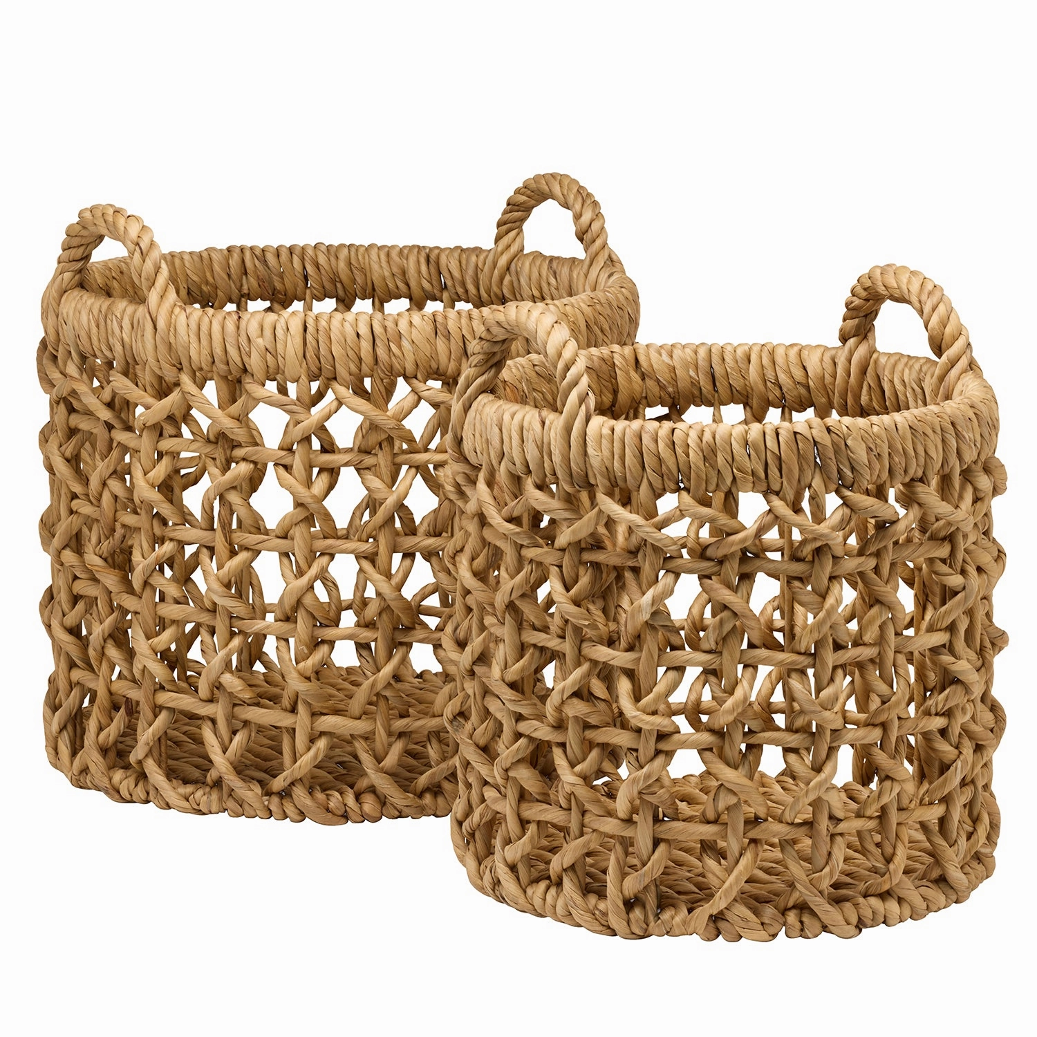 Catania Water Hyacinth Round Nested Baskets Set of 2 (Natural) Decorative Baskets clearance deals