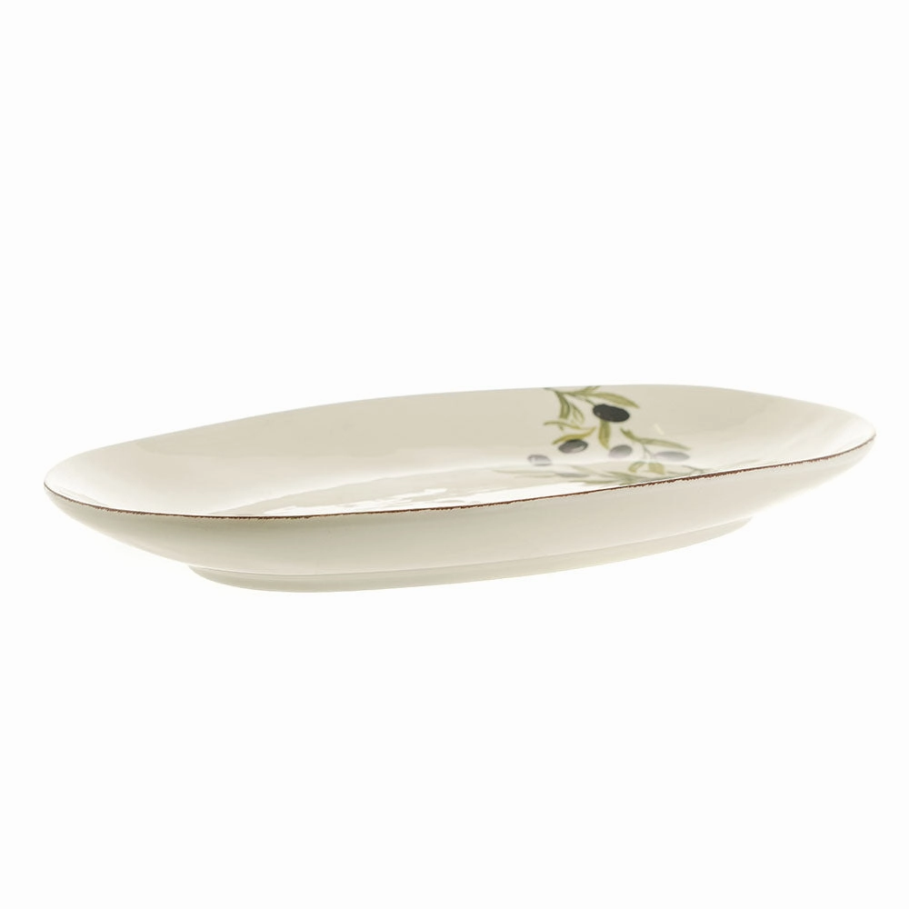 Ceramic Oval Platter Olives 37x25cm