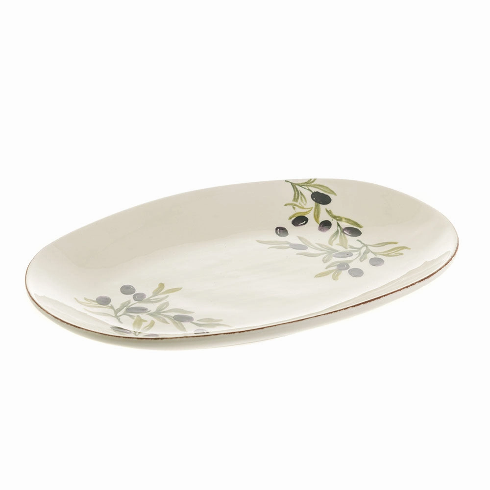 Ceramic Oval Platter Olives 37x25cm