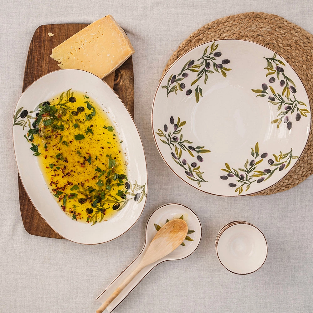 Ceramic Oval Platter Olives 37x25cm