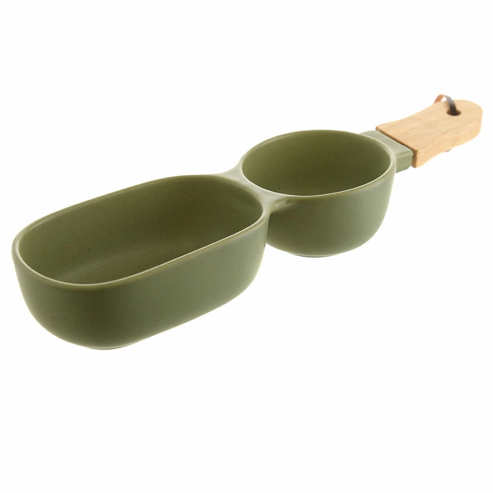 Ceramic Server Stick with Green Wood Handle