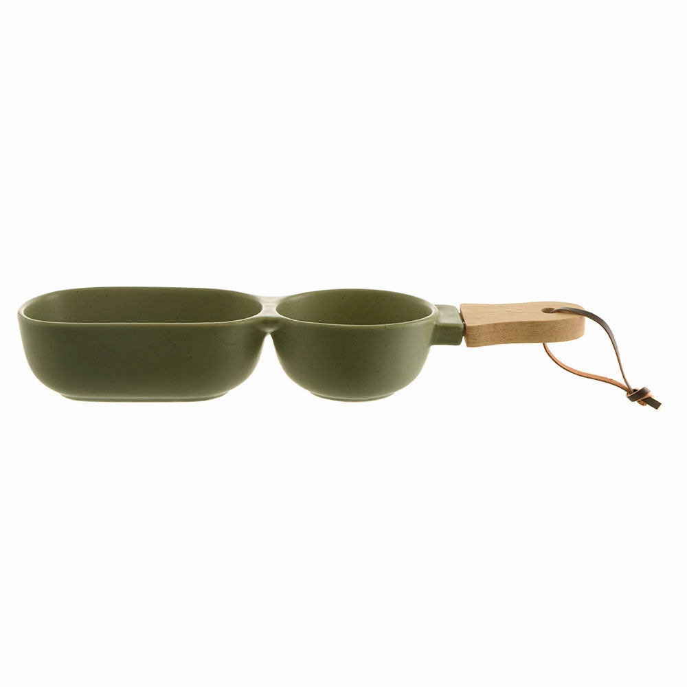 Ceramic Server Stick with Green Wood Handle