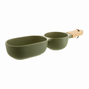 Ceramic Server Stick with Green Wood Handle Serveware clearance shop