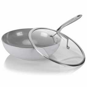 CeraTerra - 12 Inch Wok/Stir-Fry Pan with Cover Cookware holiday sale