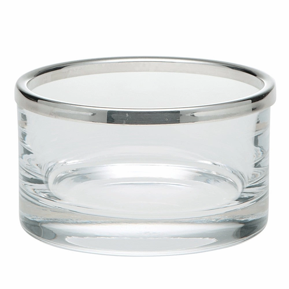 Cercle Bowl, 11cm, straight sided glass with silver rim Serveware Good quality and affordable
