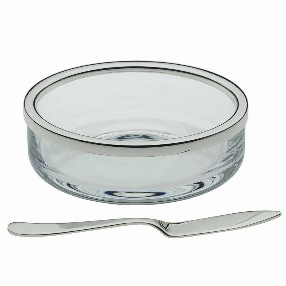 Cercle Butter dish with spreader, 10cm, With Silver Rim Serveware Good quality and affordable