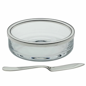 Cercle Butter dish with spreader, 10cm, With Silver Rim Serveware Good quality and affordable