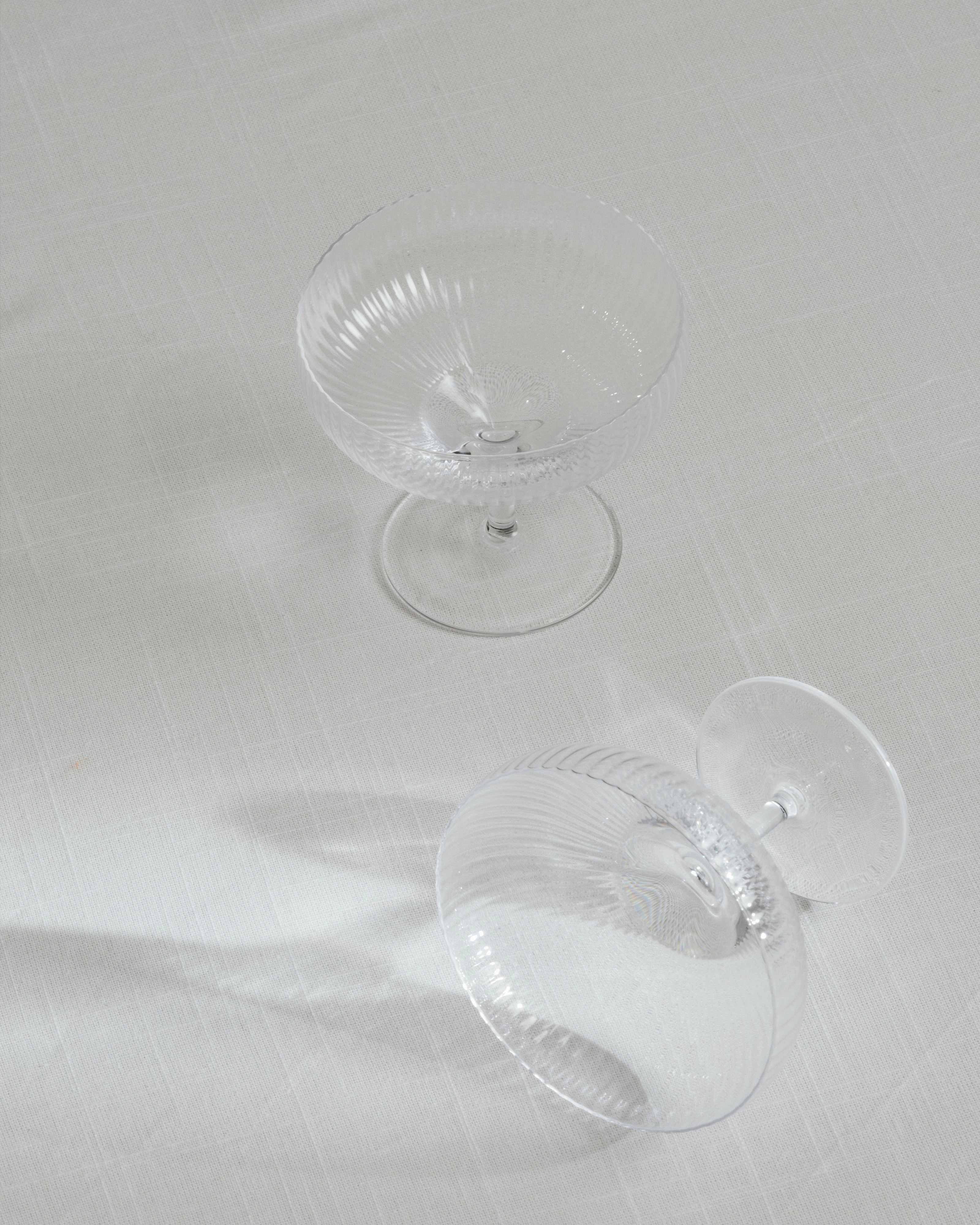 Champagne coupe 15cl transparent ribbed glass Inku Glassware Tableware discount