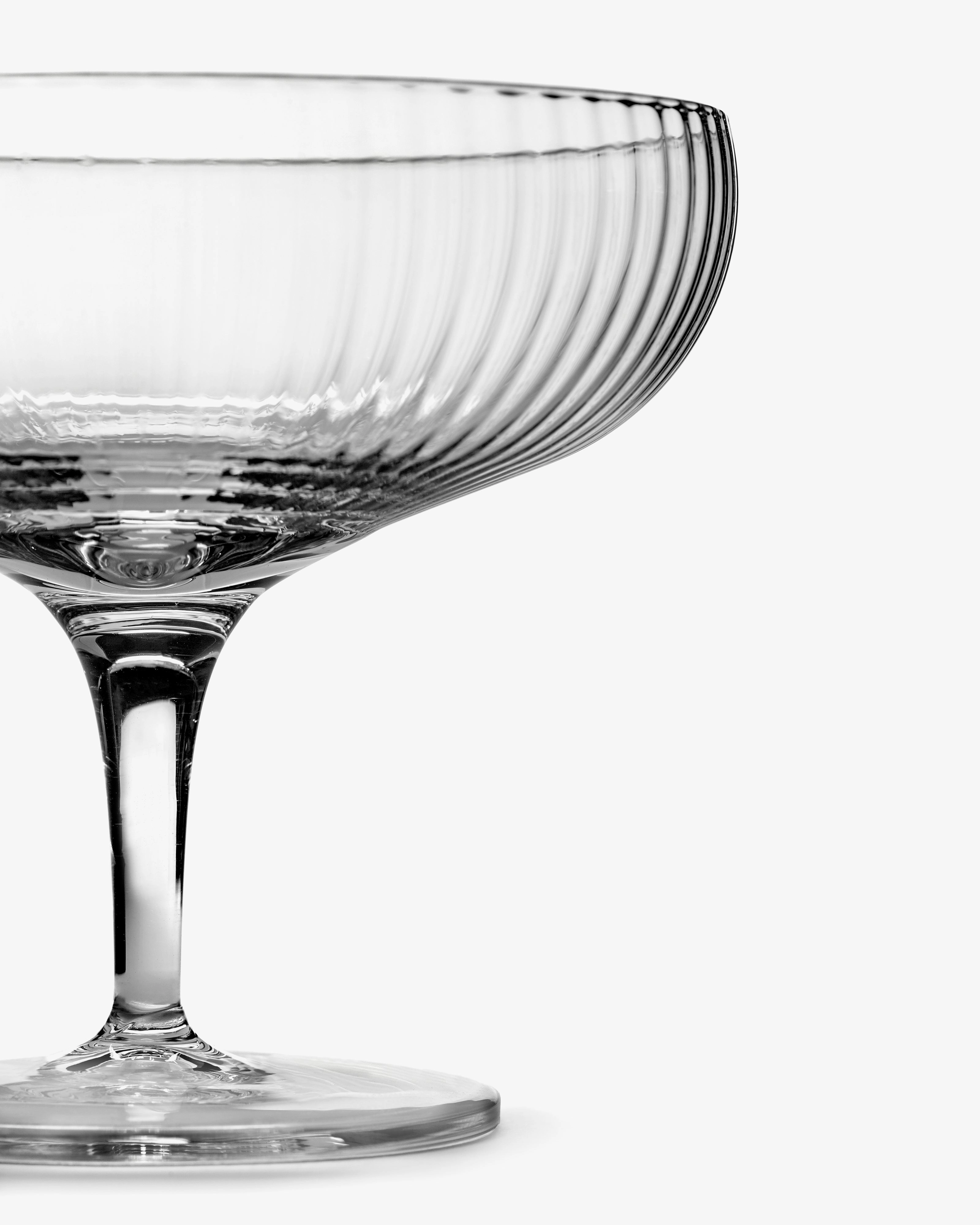 Champagne coupe 15cl transparent ribbed glass Inku Glassware Tableware discount