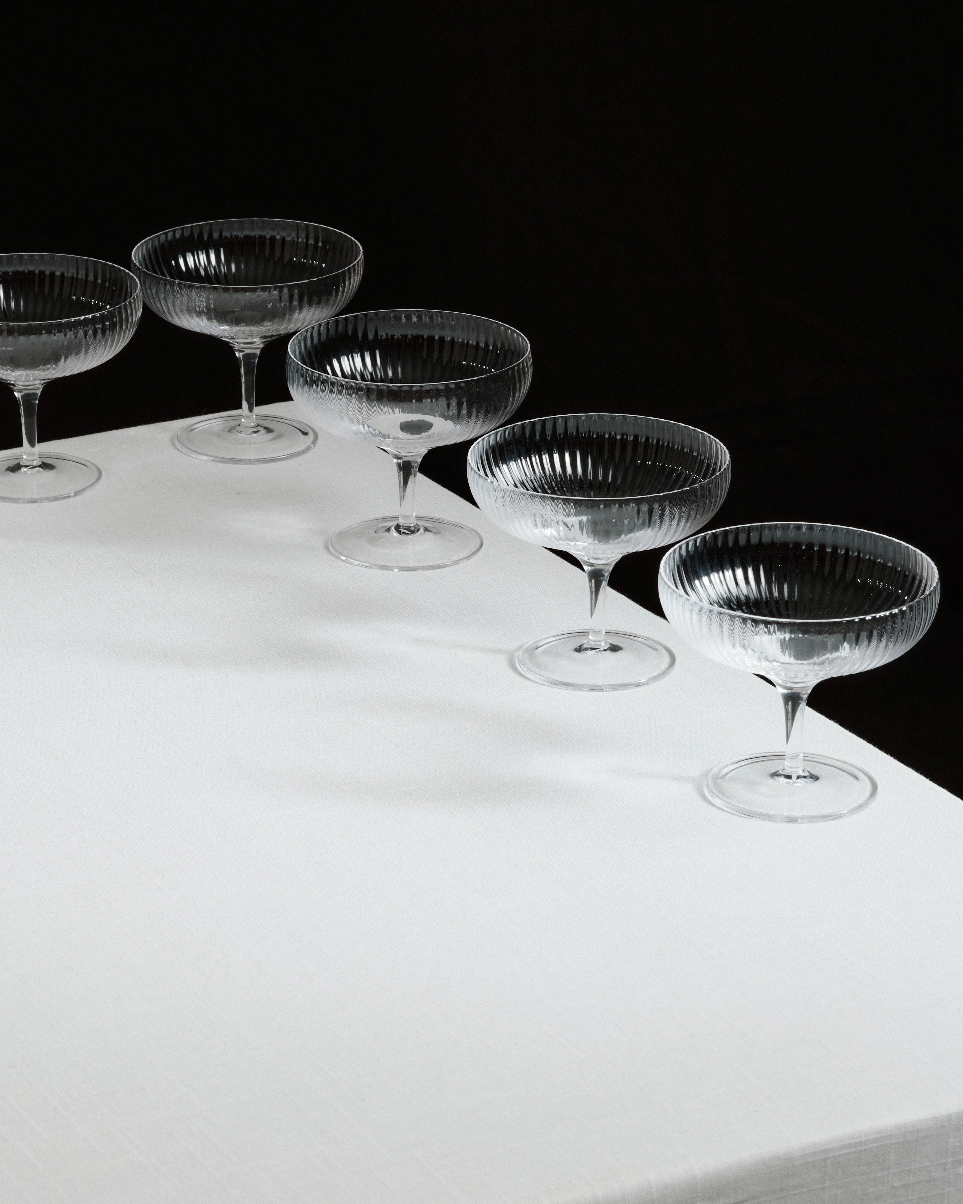 Champagne coupe 15cl transparent ribbed glass Inku Glassware Tableware discount