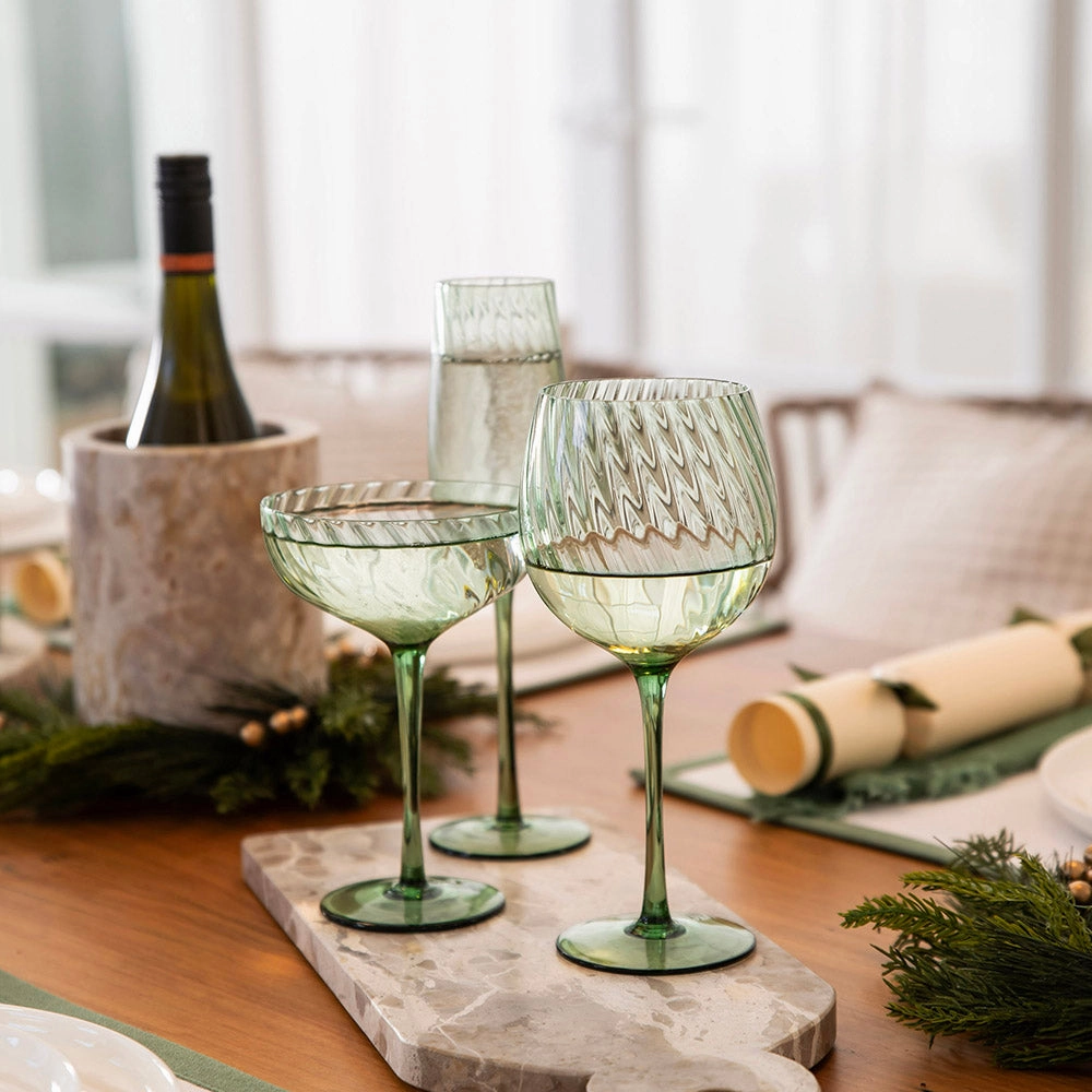 Champagne Fltue Ribbed Swirl Forest Glassware clearance picks