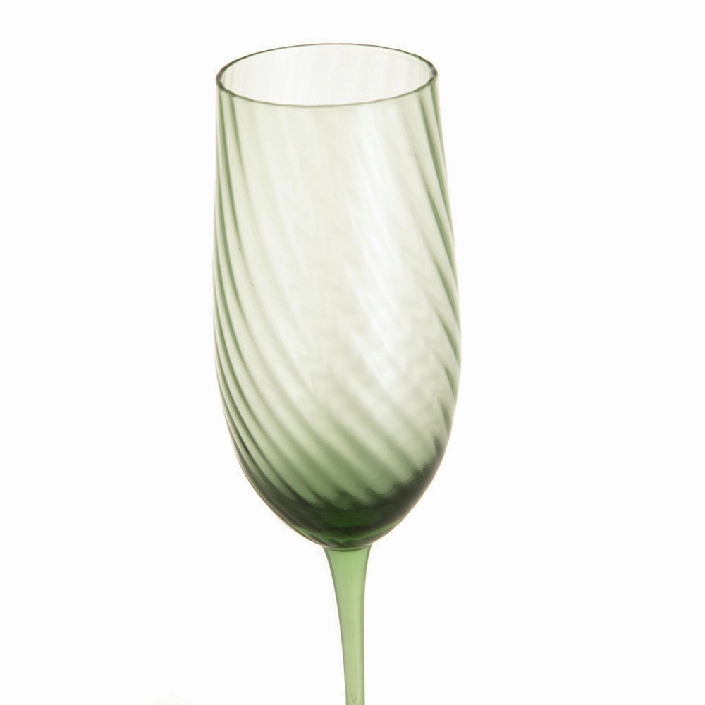 Champagne Fltue Ribbed Swirl Forest Glassware clearance picks