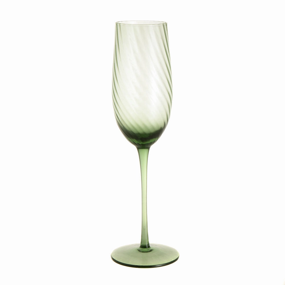 Champagne Fltue Ribbed Swirl Forest Glassware clearance picks