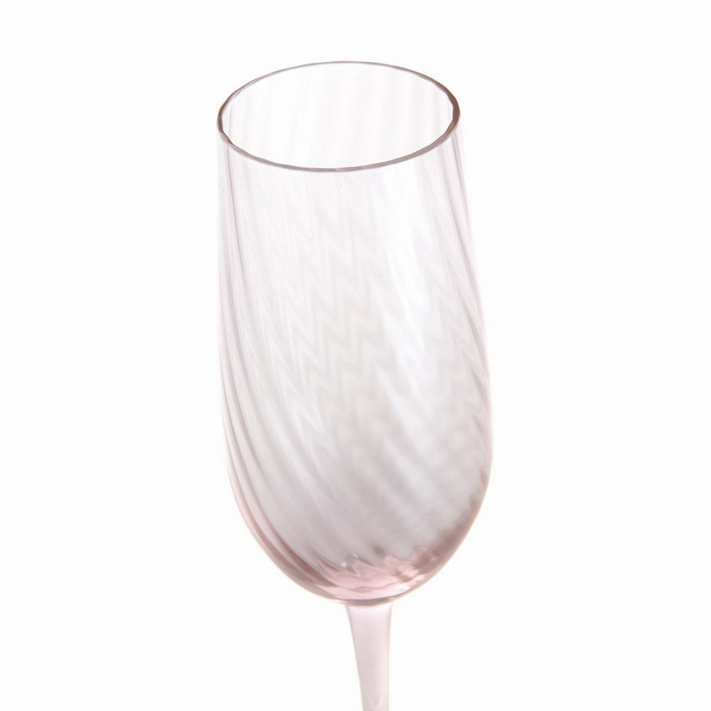 Champagne Flute Ribbed Swirl Blush Glassware clearance picks