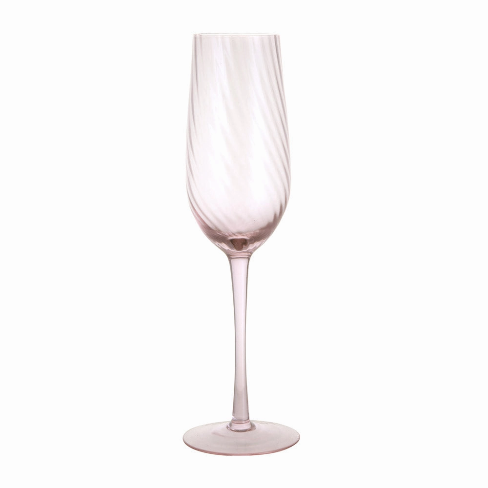 Champagne Flute Ribbed Swirl Blush Glassware clearance picks