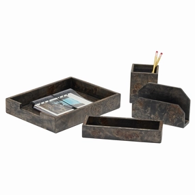 Chandler Ash Gray Mappa Burl Desk Accessory Set Home Decor Office Organization Convenient shopping