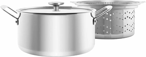 Chantal 3.Clad 7 qt. Stock Pot w/ Pasta-Steamer Insert & Glass Lid Cookware online kitchen sale