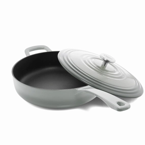 Chantal 5 qt. Round Cast-Iron Saute Skillet w/ Lid Cookware holiday sale