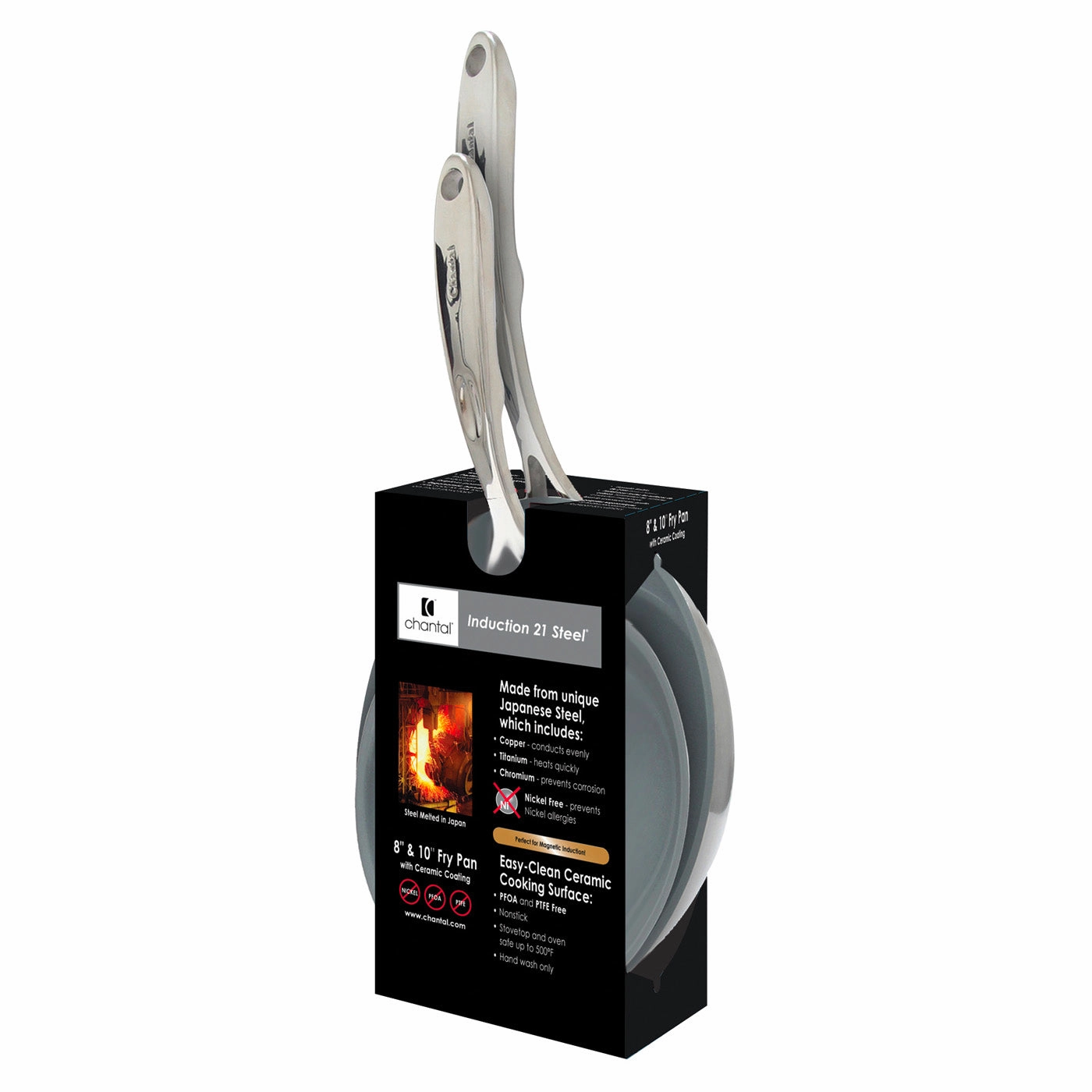 Chantal Induction 21 Ceramic Coated Fry Pan Set, 8-inch & 10-inch, Stainless Cookware holiday sale